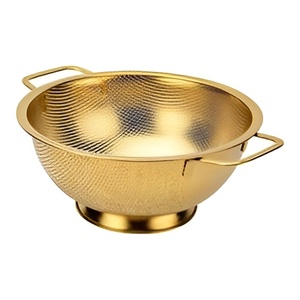 Passoire à double poignée colorée en acier inoxydable moderne élégante pour égouttoir à fruits et légumes passoire à riz - Product Image 3