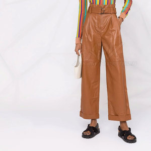Stylish Women Leather Pant With Smooth Texture And Comfortable Design For Trend Inspired Outfit Styling - Product Image 2