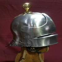 Casco Medieval Alemán de Caballero Plateado, Casco Europeo de Caballero de Armadura para Recreación Histórica