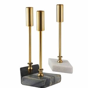 Bougeoir en métal de style Ins fait à la main Base en marbre unique Impression offset Lanterne décorative pour la maison Noël-Bougie en verre - Product Image 1