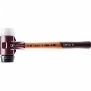 300mm Soft-Faced <b>Hammer</b> with 30mm Diameter Head Medium-Hard Wood/Rubber Black/White HALDER - Product Image 3