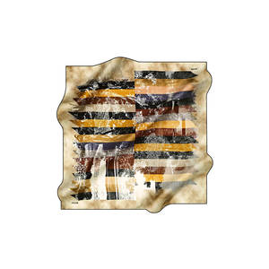 Écharpe en soie vintage de créateur - Écharpe carrée beige rayée en satin pour toutes les saisons - Product Image 1