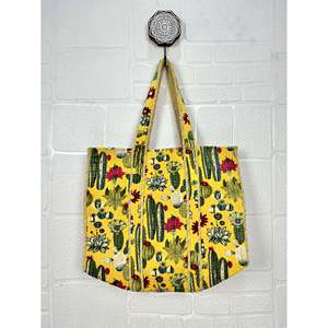 Boho Chic Reversible Quilted Velvet Cotton Women's Tote <b>Bag</b> Large Eco-Friendly Sustainable Grocery Shopping Ochre <b>Beach</b> <b>Bag</b> - Product Image 4