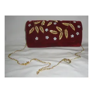 Bolsas de Terciopelo Natural Brillante con Bordado Zari de Alta Calidad y Material con Cuentas para Decoración del Hogar y Regalos para Damas - Product Image 1