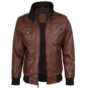 Chaqueta de Cuero para Hombre para Deportes de Invierno, Color Marrón, Chaqueta de Cuero Moderna Resistente al Agua con Capucha Ajustable - Product Image 5