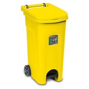 Bidone à couvercle coulissant (80L) avec pédale URBAN ECO SYSTEM Jaune 25605 - Product Image 1
