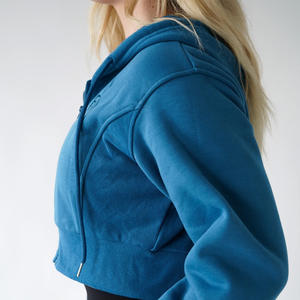 Sudadera moderna recortada para mujer con logotipo personalizado bordado ropa informal personalizada OEM suministro directo de fábrica del fabricante - Product Image 5