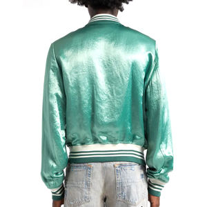 Veste super universitaire en satin de soie en vrac de haute qualité, produit le plus vendu de baseball personnalisé, veste universitaire en satin - Product Image 3