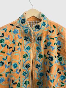 Veste en velours jaune brodée, manches longues, motif géométrique, broderie à la main, vêtements d'automne pour adultes - Product Image 3