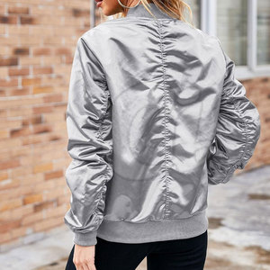 Long Sleeves Full <b>Zipper</b> Women Bomber Jackets Factory Made Winter Wear Women Bomber Jacket - Product Image 3