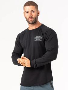 Sweat-shirts noirs pour hommes 100% coton épais et lourd en molleton français de haute qualité, sweat-shirt oversize streetwear vierge, logo personnalisé - Product Image 2