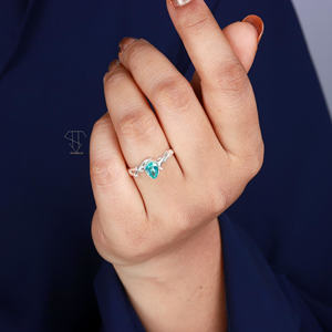 Apatite Gemstone Poire Forme Faceted Cut 925 Sterling Silver Prong Setting Ring Bague en argent Fine Jewelry Blue Color Ring - Product Image 5