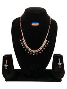 Conjunto de collar y aretes clásicos de diamantes americanos de Montana para aniversario de boda de novia de mujer - Product Image 4