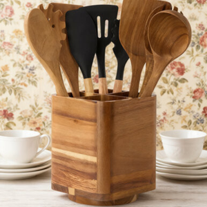 High Quality Natural Acacia Wooden Spoon <b>Holder</b> Kitchen <b>Utensil</b> <b>Holder</b> for Kitchen Counter Wholesale from Vietnam - Product Image 3