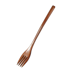 Fourchette à pâtisserie en bois Cafétéria Restaurant Couverts en bois d'acacia utilisés Décoration et ustensile de cuisine faits à la main - Product Image 1