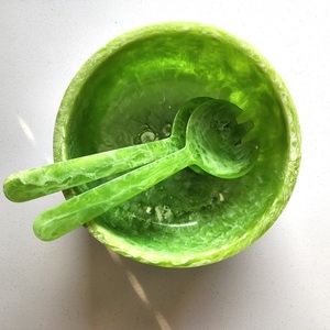 Bol à salade en résine polie mate de luxe personnalisé en usine assiette de fruits écologique fête hôtel vaisselle décorative faite à la main - Product Image 3