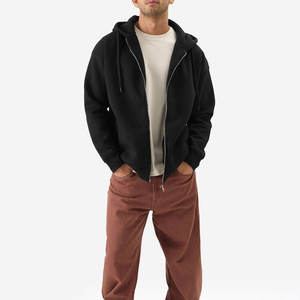 Venta caliente personalizado sin cordón Zip-Up sudaderas con capucha en blanco liso de gran tamaño de lana Zip up Fit Boxy Hoodie sudaderas con capucha de alta calidad para hombres - Product Image 4