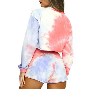 Top corto de manga larga para mujer, pantalones cortos con cordón, chándal, conjuntos de 2 piezas, 2022 - Product Image 2