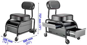 Tabouret de garage robuste avec 2 tiroirs coulissants - Product Image 5