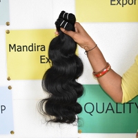 Sambungan rambut Bodywave India Virgin mentah Vendor bundel hitam selaras kutikula rambut manusia belum diproses tenun