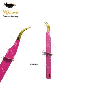 Pince à épiler lisse en acier inoxydable, couleur or ou rose, accessoires intelligents pour faux cils, pour extensions, logo personnalisé, Nqlash, 1 pièce - Product Image 4