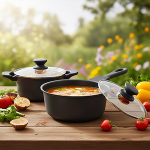 Soup <b>Pot</b> with Handle and Glass Lid 12cm 1 Set - Product Image 3