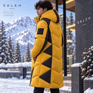 Manteau long matelassé en toile pour homme, chaud, à capuche, coupe-vent, isolé, pour l'extérieur, avec logo personnalisé, fabricant OEM ODM - Product Image 2