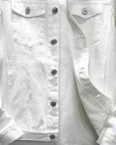 <b>Men</b> <b>White</b> Distressed Denim <b>Jacket</b> Ripped Trucker Style Casual Streetwear Button Front Classic Outerwear For <b>Men</b> - Product Image 4