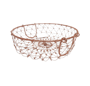 Venta caliente Almacenamiento de cocina Alambre de hierro Cesta de fruta redonda F55 Cesta de almacenamiento chapada en cobre Precios al por mayor hechos a mano - Product Image 2