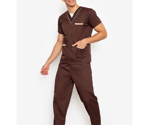 Men's Trending Short <b>Sleeve</b> Scrub Set Comfortable <b>Top</b> Stand Collar Fully Customizable High Quality Hospital Uniforms Breathable - Product Image 3