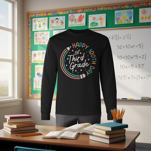 T-shirt rétro à manches longues pour enseignants, 100e jour d'école, 3e année, promotionnel, 100 jours d'école, Joyeuse Journée des enseignants ! - Product Image 3