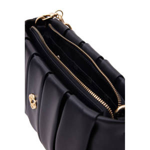 Bolso de hombro de cuero a rayas-negro - Product Image 4