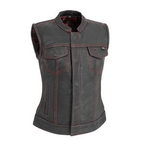 Oem Women Denim <b>Waistcoat</b> Quick Dry And Windproof Zipper Leather Vest Plus Size Winter Season For Motorcyclists bikers Vest - Product Image 1