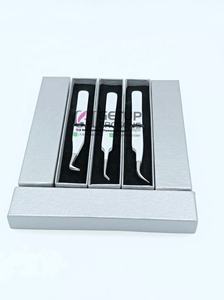 Calidad profesional 90 grados revestimiento de polvo gris 45 grados curvado Acero inoxidable extensión de pestañas pinzas instrumento de belleza - Product Image 2