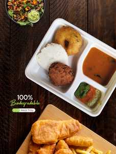 Barquette alimentaire jetable réutilisable 100% biodégradable et compostable, imperméable, fabriquée en bagasse de canne à sucre, recyclable pour une utilisation à domicile ou lors de fêtes - Product Image 4