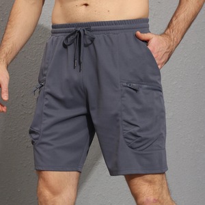Men's Sport Tactical Running Cargo <b>Shorts</b> <b>with</b> Elastic Belt <b>Zip</b> Pockets Solid Pattern Design - Product Image 3