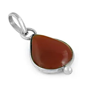 Colgante de Plata 925 con Forma de Lágrima de Cornalina, Diseño Geométrico con Rodio, con Circonita, Diamante y Perla para Compromiso, Cadenas de Platino - Product Image 1