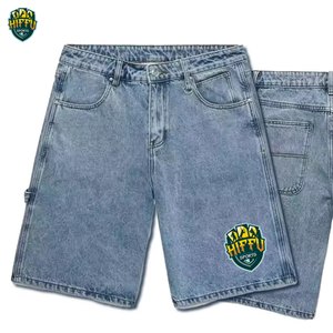 Custom Logo Washed <b>Men</b> Baggy Denim <b>Jeans</b> Shorts High Quality 100% Organic Combed Cotton Classic Blue Solid Anti-Wrinkle Latest - Product Image 2