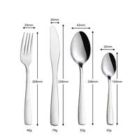 Ensemble de couverts modernes en acier inoxydable poli miroir argenté pour restaurants et hôtels, compatible lave-vaisselle