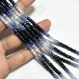 Cuentas sombreadas de Rondelle facetadas de zafiro azul, piedras preciosas naturales para la fabricación de joyas - Product Image 5