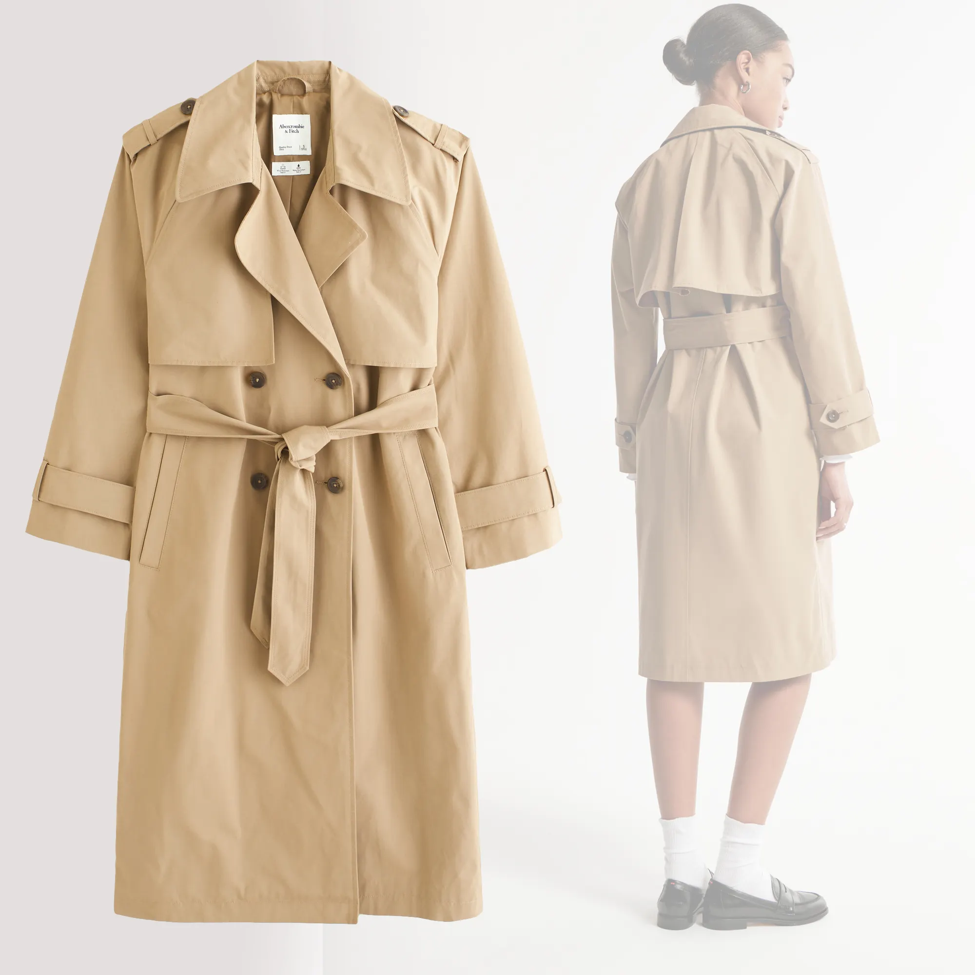 Twill Cotton Elevated Parka Trench Coat Double Breasted Buttons Old Classic Coats For Women Water resistence Oversized
