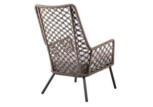 Silla de salón moderna Shawn con respaldo alto con cuerda tejida de acabado natural y marco de aluminio para comedor al aire libre y uso en el dormitorio - Product Image 3