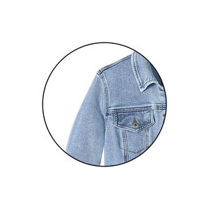 Veste en jean décontractée pour femmes OEM Manteau boutonné d'automne sur la taille avec longueur longue ou courte pour les dames - Product Image 3