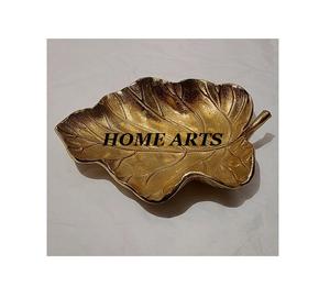 Plat de service en aluminium doré poli Plat à chocolats en forme de feuille de taille personnalisée pour accessoires d'hôtel - Product Image 2
