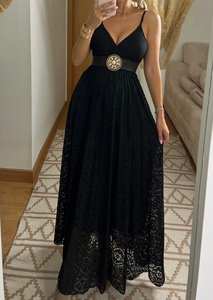 เดรสยาวแต่งระบายคอเสื้อยาวแต่งระบายสำหรับผู้หญิงชุดปาร์ตี้สไตล์อินเดีย - Product Image 2