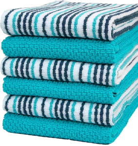 Ensemble de torchons de cuisine en coton à motifs géométriques modernes, carrés gris et roses, disponibles à prix de gros. - Product Image 4