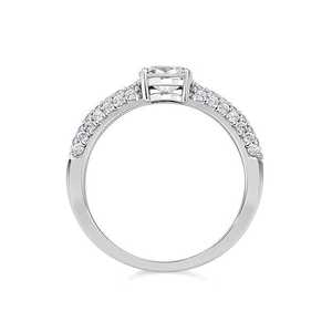 Bague de fiançailles romantique en or blanc massif 14 carats avec diamant de laboratoire et perle, plaqué rhodium, bijoux pour anniversaire de mariage et fête - Product Image 2