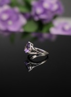 Bague de luxe en argent 925 minimaliste, certifiée par un tiers, avec améthyste taille poire, pour fiançailles, mariage, anniversaire, cadeau chrétien