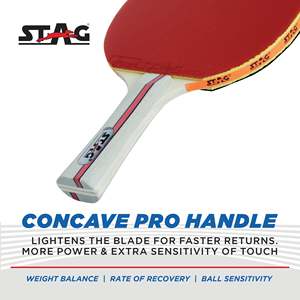 Raquette de tennis de table officielle Stag Iconic Professional, 11 couches de bois, caoutchouc à picots longs, fibre de carbone, 15-19 pouces, officielle - Product Image 6