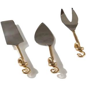 New Decorative Metal <b>Cheese</b> <b>Set</b> With Cute Leaf Design Brass Handle For Restaurant & Hotel Usage <b>Cheese</b> <b>Knife</b> <b>Set</b> - Product Image 4